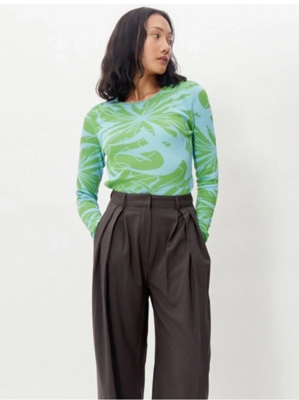 Paloma Wool Blue and Green Long Sleeve Graphic Tee - Picture 4 of 5